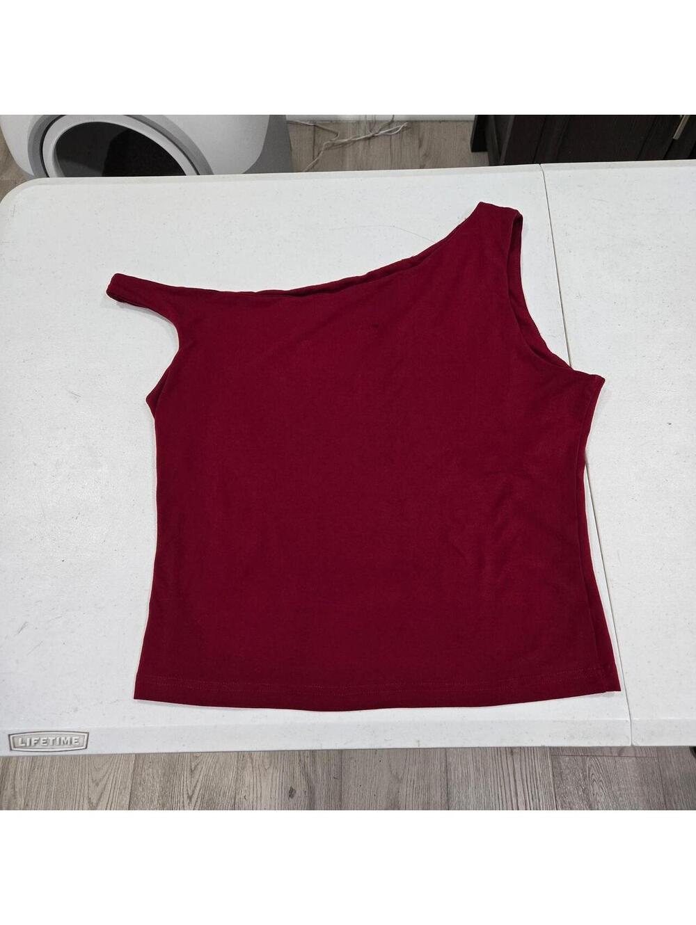 -Burgundy off the shoulder crop top